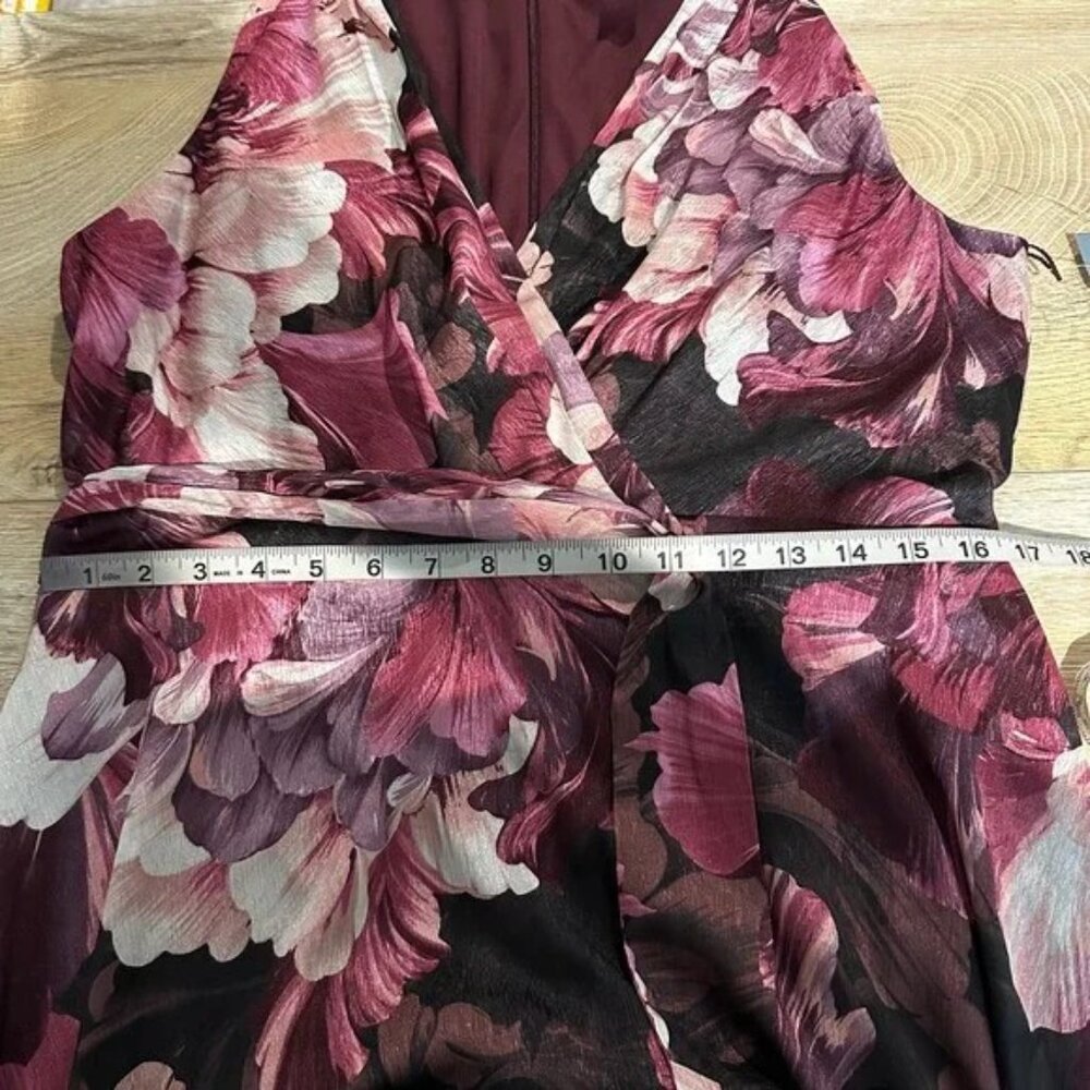 NWT London Times Pink Floral Crepe Vneck Sleeveless Dress 12 - Picture 10 of 12
